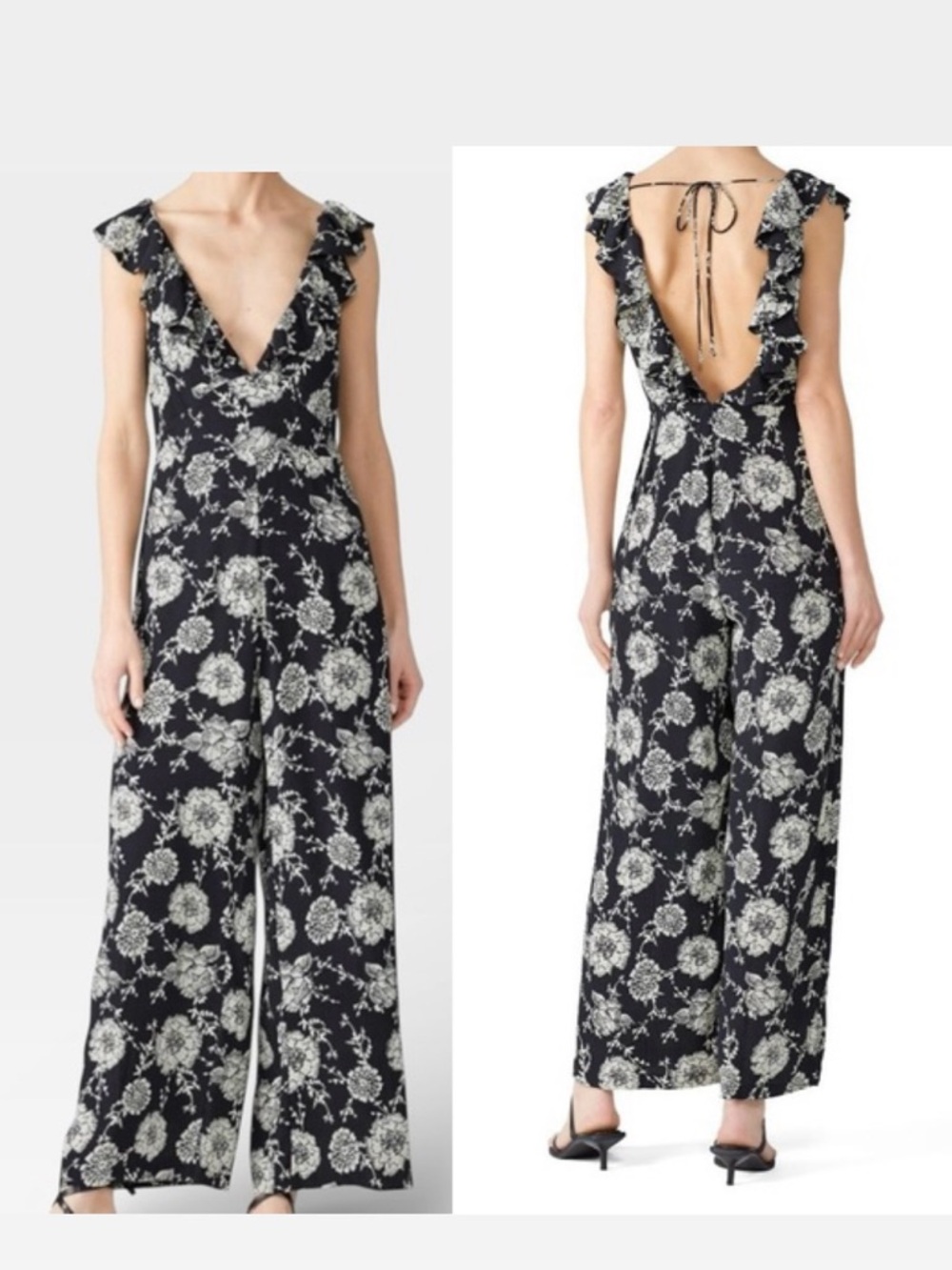Cleobella Toledo Floral Ruffle Wide Leg Jumpsuit Medium